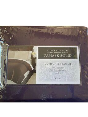 BRAND NEW Charter Club Purple Damask Solid King Comforter Duvet Cover 500 Thread